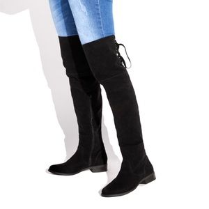 Shoe Dazzle Malya Black Flat Lace Up Boots Women’s Size 8